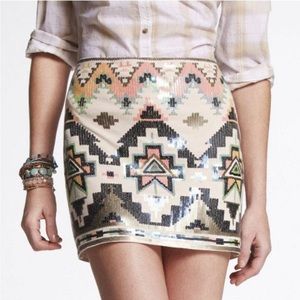Sequin Geometric Mini Skirt